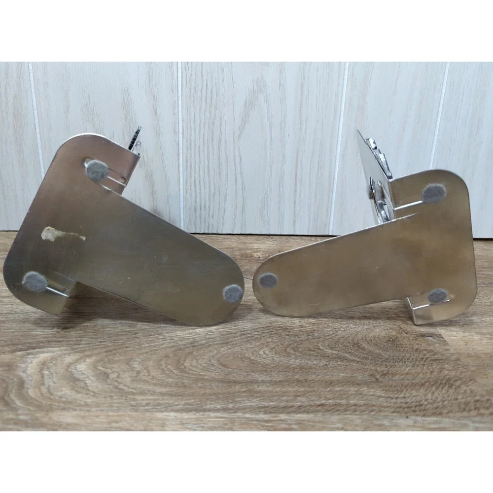 Pewter Metal Mallard Duck Bookends One In Flight Two Swimming Cattails vintage